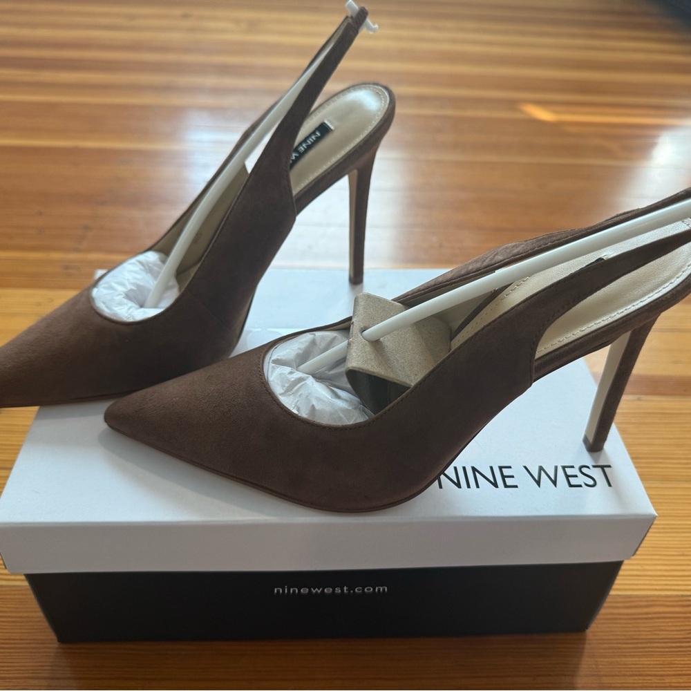Nine West Dark Brown Pointed Slingback Heels